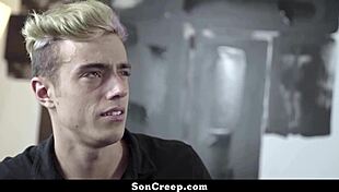 Daddy's punishing his boy with a big cock blowjob