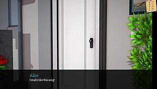 Big tits brunette and redhead in homemade anime game with huge ass