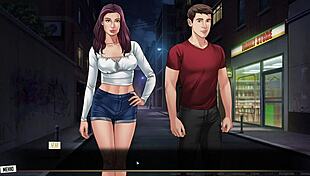 In this gameplay of Our Red String Part 24, a blonde gets wild with a big cock.