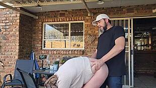 Mutual masturbation with neighbors wife turns into outdoor creampie