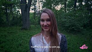 College teen explores forest with asian friends part 2