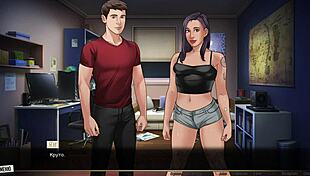 In this gameplay of Our Red String Part 24, a blonde gets wild with a big cock.