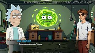 morty's sister feels intense pleasure squirting in the shower during hentai game