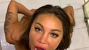 monika fox licks and sucks, getting a mouthful of piss in the shower 😏💦