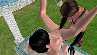 3d animated lesbian girl fisting on table, wow