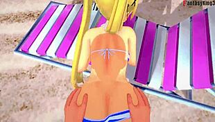 marie rose in bikini gets fucked on the beach in this hentai fantasy