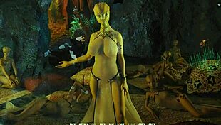 OMG, this female alien fingers herself waiting for my cock in hentai game! 😱