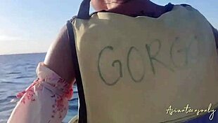 Enjoying jet ski and beach fun before proper cumshot