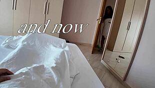 Stepson Fantasizes About Seeing His Pretty Stepmom Naked with Her Hairy Beaver in Homemade Clip