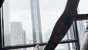 Hot best friend gave a blowjob in front of the window - cum in mouth 😏