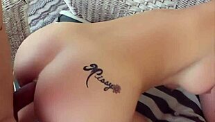 Licking Shaved Pussy of Sexy Blonde in Lingerie. She Swallows Every Drop After Handjob.