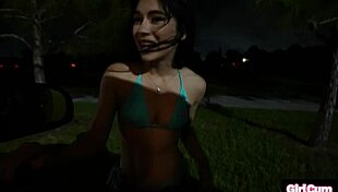 Hitchhiking slut thanks fat cock for ride with blowjob and cumshot.