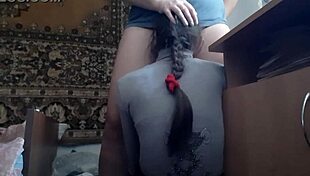 I control her head for muff diving and licking, spanking lesbian couple to orgasm and cum