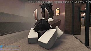 in the game, the bunny rides rough, bouncing with big ass, leading to creampie and masturbation