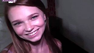 Mazy Brogans bends over, stepdaddy pounds her pussy with handjob, blowjob, and creampie