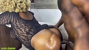 Stepfather fucks me hard in the kitchen with his big black cock.