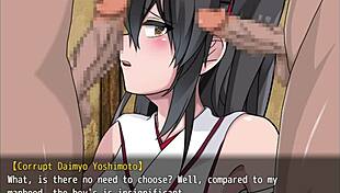 Shrine maiden Honoka battles in gangbang hentai