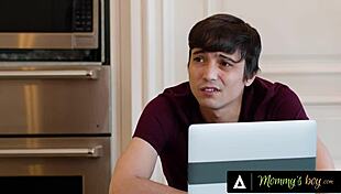 Annoyed milf Penny Barber rides and disciplines stepson in rough quickie phone sex.