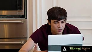 Annoyed milf Penny Barber rides and disciplines stepson in rough quickie phone sex.