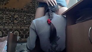 I control her head for muff diving and licking, spanking lesbian couple to orgasm and cum