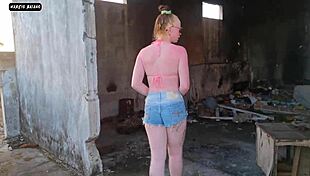 Surprised by masturbator, she gives anal and pussy without condom