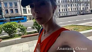 Boldly playing with cock in public parking blowjob