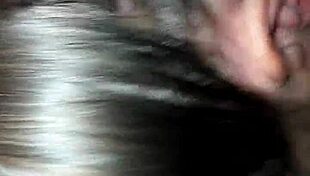 She moans during interracial blowjob and deepthroat session