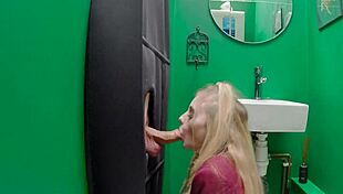 Gloryhole Teen Sucks Cock