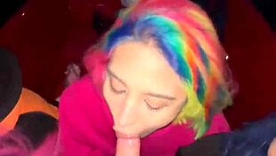 girls surprise guy with sloppy blowjob and cum on boat