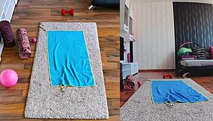 Wet milf spreads big ass in naked workout!