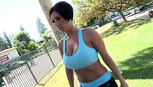 big tits yoga girl picked up and fucked hard by stranger in quickie