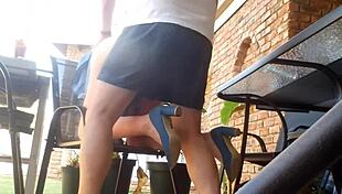 wanna see me screw my stepmom outdoors with a huge dildo?