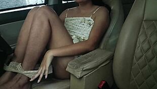 Blackmailing girlfriend outdoor with ex best friend in car