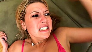 Tiffany Rayne Feels Intense Penetration In Her Ass, Pussy, And Mouth During This Shaved Lesbian 3some With Facial