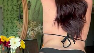 Curvy pawg paisley flowers teases in black bikini