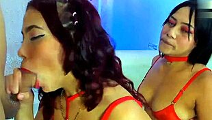 This Boy Enjoys Two Colombian Whores Sucking His Cock with Deepthroat and Spitting