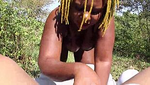 Poizon ivy gives don whoe a sloppy blowjob in the backyard super hot films!