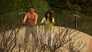 brunette slut mom riding a monster cock in heels