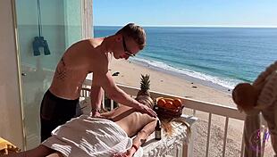 sex masseur performs blowjob in dorm