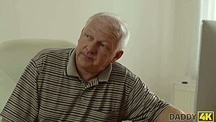 Daddy4k, boy fixes computer while old man bangs his girlfriend hard