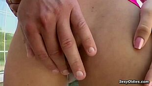 Milf Teasing Big Cock in Fishnet Outdoors