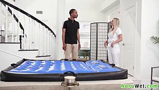 Sexy Blonde Masseuse Andi Avalon Gives Scotty P Wet Nuru Massage