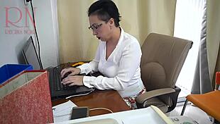 Hidden Cam Catches Secretary Fucked with Dildo!