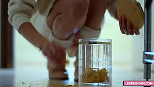 Tiny teen lesbian girl sucks small tits and fingers tight pussy