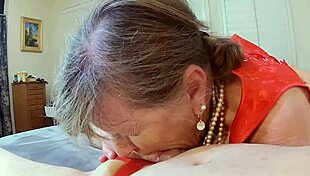 Granny Carmen in Red Sucks Cock Like a Pro!