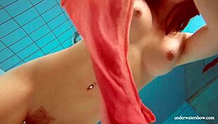 Hot Deniska Strips Naked Underwater In Pool For Sexy Teen 18+ Show!