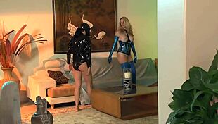 Fucking in latex lingerie and heels