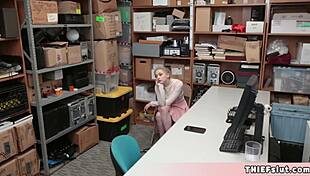 Caught shoplifting? Now your tight pussy gets punished by rough fucking!