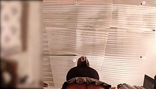 Wow, the big ass maid folds clothes without panties while being spied on live.