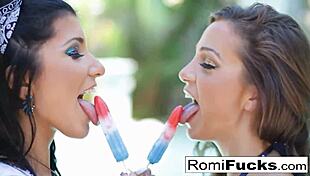 4th of July party with patriotic Abigail Mac & Romi Rain getting steamy! 🎆